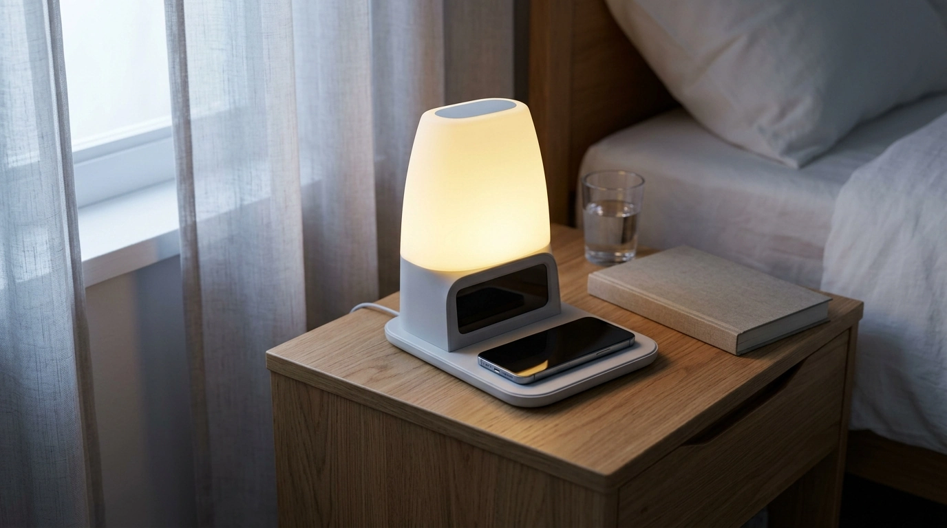 Touch Lamp Alarm Clock + Wireless Charging for Nightstands